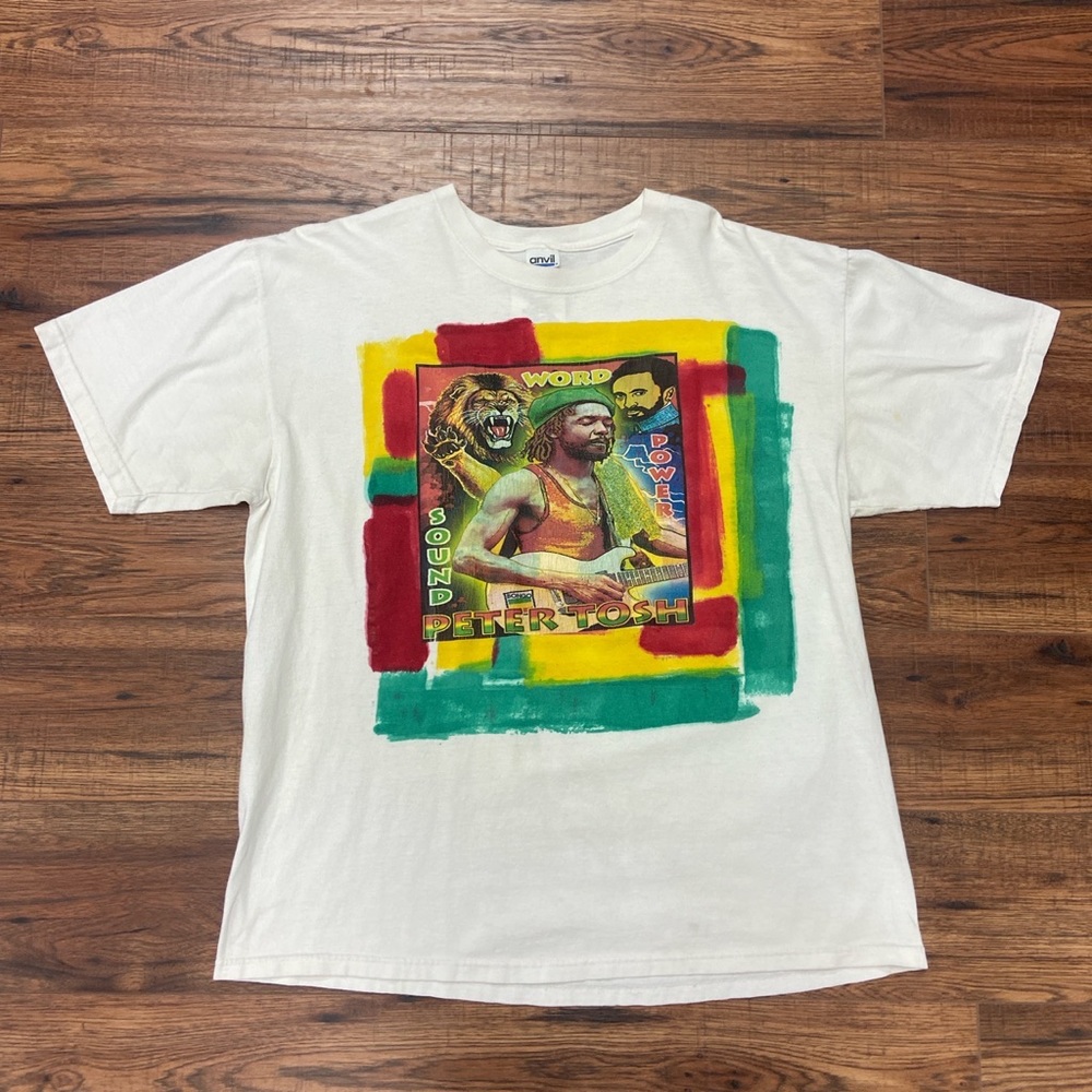 2000s Peter Tosh T-shirt XL Reggae Blue Bar Anvil Tag Bob Marley